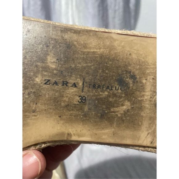 Zara Trafaluc espadrilles slide in flat gold pointy toe ladies SZ 39 - Picture 9 of 9